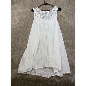 Raviya White Crochet Lace Yoke Sleeveless High Low Mini Dress Womens XL  Boho